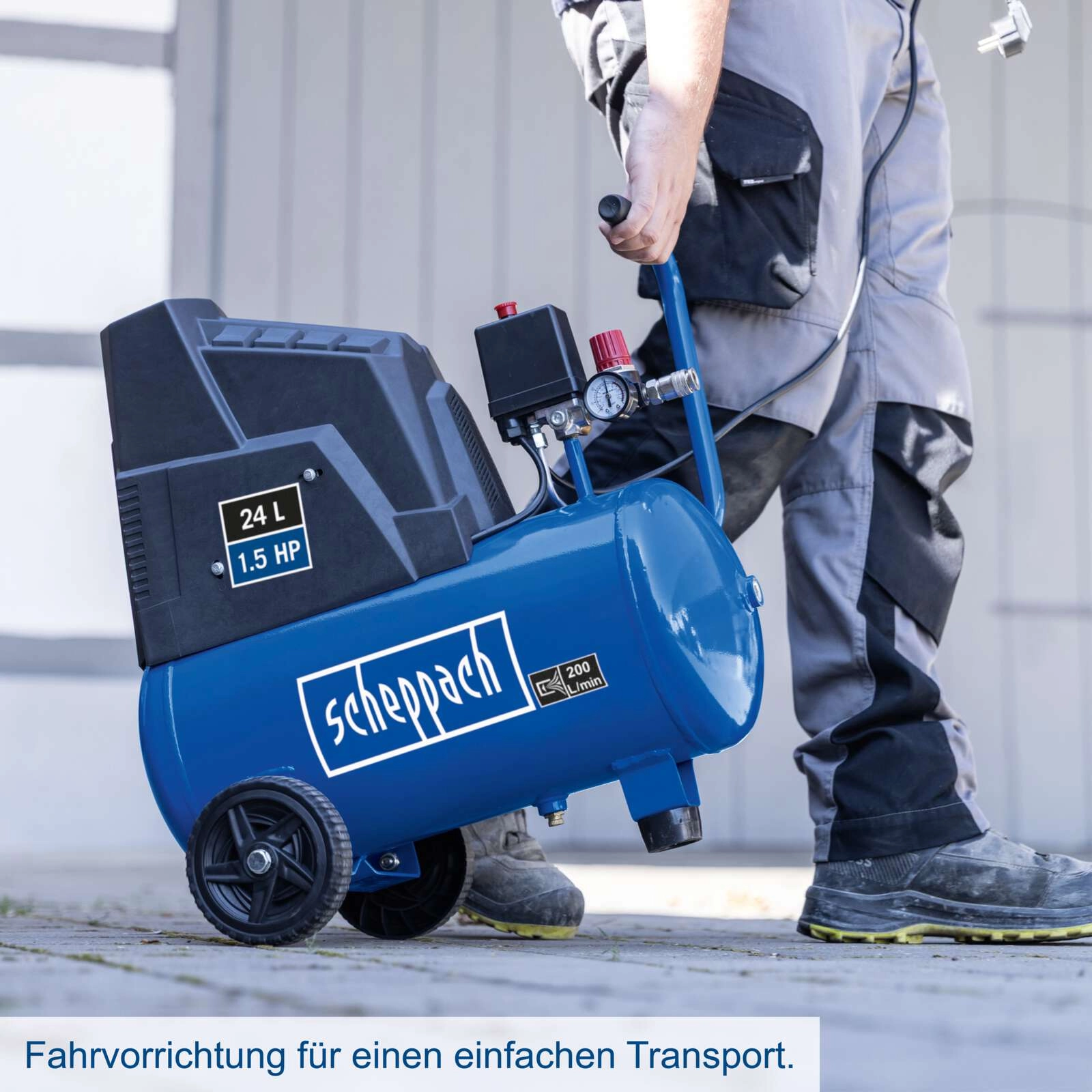 Kompressor HC30ox Scheppach - 8bar | 24L Kessel | 200l/min | 1,5PS | 230V | ölfrei & wartungsarm