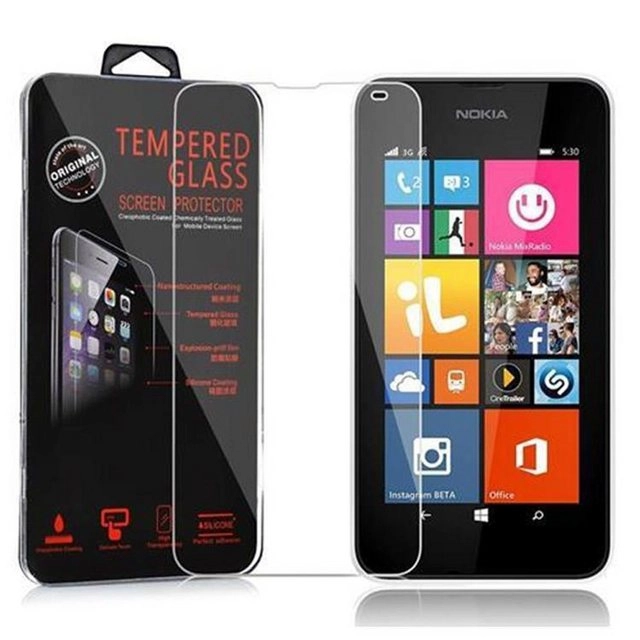 Cadorabo Panzer Folie für Nokia Lumia 540 Schutzfolie in KRISTALL KLAR Gehärtetes (Tempered) Display-Schutzglas in 9H Härte mit 3D Touch Kompatibilität
