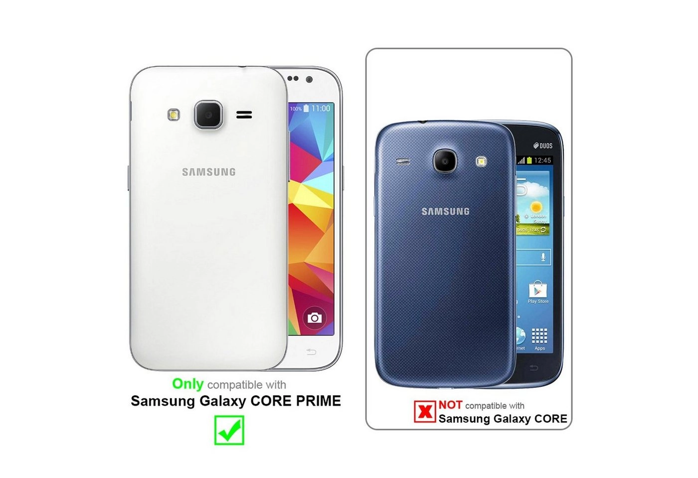 Cadorabo Panzer Folie für Samsung Galaxy CORE PRIME Schutzfolie in KRISTALL KLAR Gehärtetes (Tempered) Display-Schutzglas in 9H Härte mit 3D Touch Kompatibilität