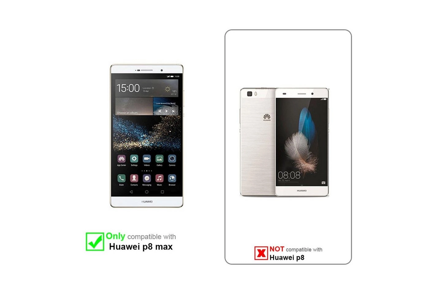 Cadorabo Panzer Folie für Huawei P8 MAX Schutzfolie in KRISTALL KLAR Gehärtetes (Tempered) Display-Schutzglas in 9H Härte mit 3D Touch Kompatibilität