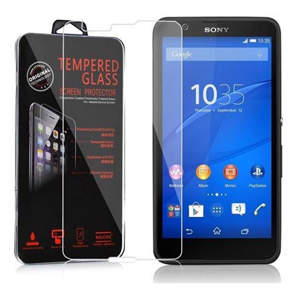 Cadorabo Panzer Folie für Sony Xperia E4G Schutzfolie in KRISTALL KLAR Gehärtetes (Tempered) Display-Schutzglas in 9H Härte mit 3D Touch Kompatibilität