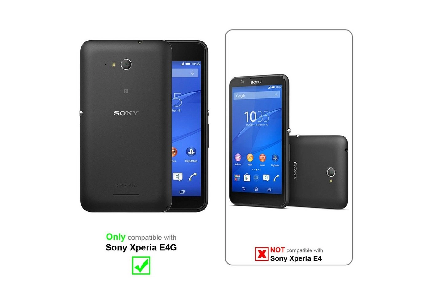 Cadorabo Panzer Folie für Sony Xperia E4G Schutzfolie in KRISTALL KLAR Gehärtetes (Tempered) Display-Schutzglas in 9H Härte mit 3D Touch Kompatibilität