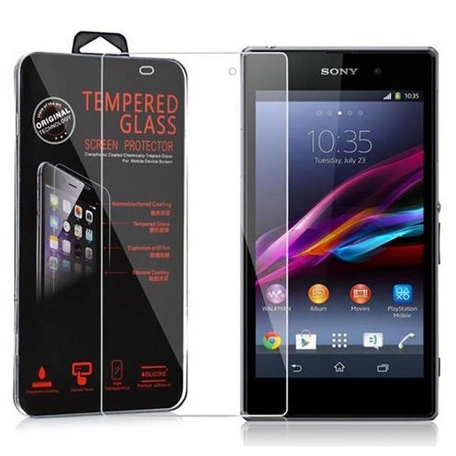 Cadorabo Panzer Folie für Sony Xperia Z1 Schutzfolie in KRISTALL KLAR Gehärtetes (Tempered) Display-Schutzglas in 9H Härte mit 3D Touch Kompatibilität