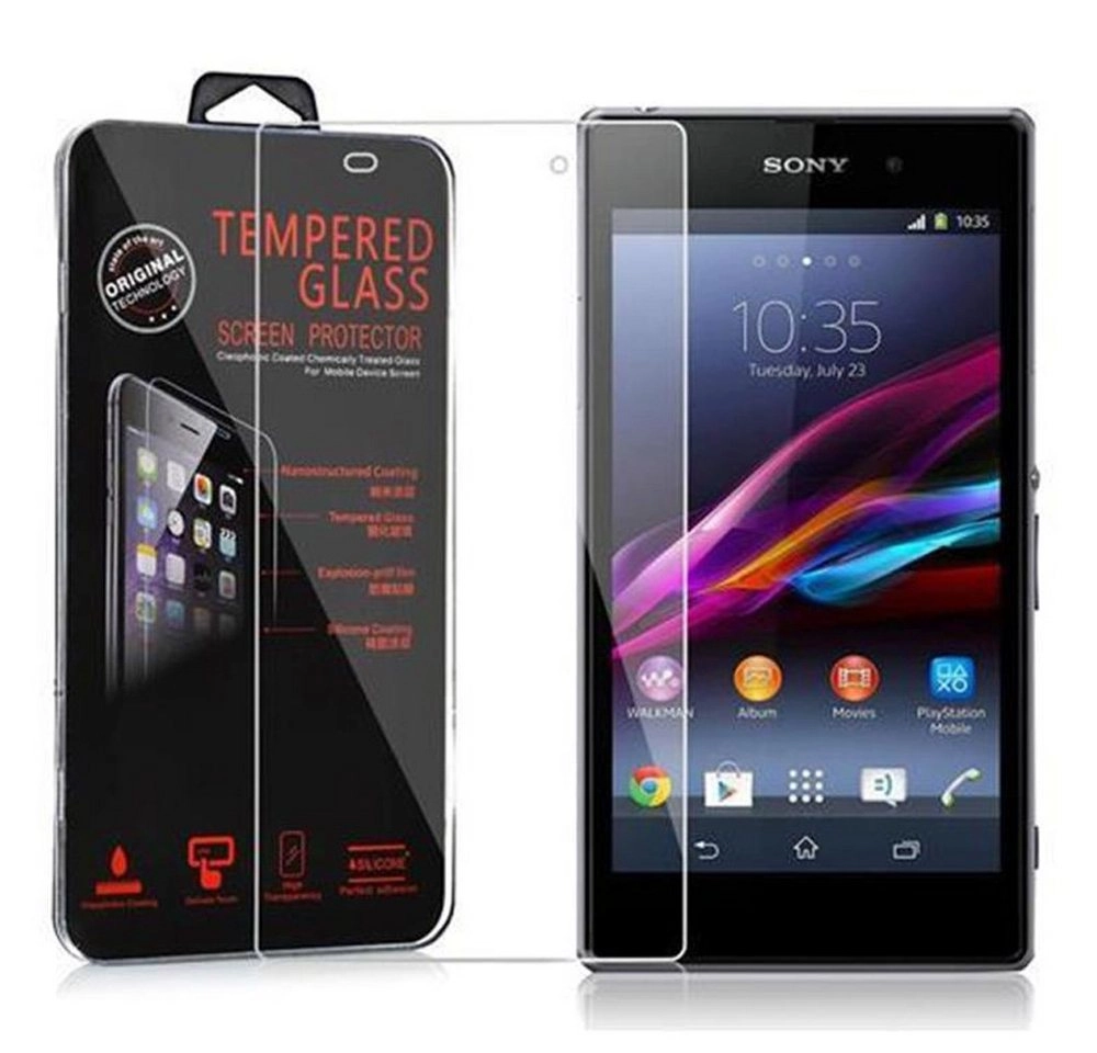 Cadorabo Panzer Folie für Sony Xperia Z1 Schutzfolie in KRISTALL KLAR Gehärtetes (Tempered) Display-Schutzglas in 9H Härte mit 3D Touch Kompatibilität