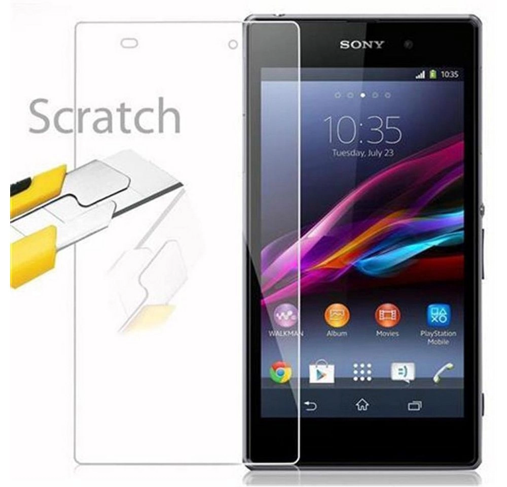Cadorabo Panzer Folie für Sony Xperia Z1 Schutzfolie in KRISTALL KLAR Gehärtetes (Tempered) Display-Schutzglas in 9H Härte mit 3D Touch Kompatibilität