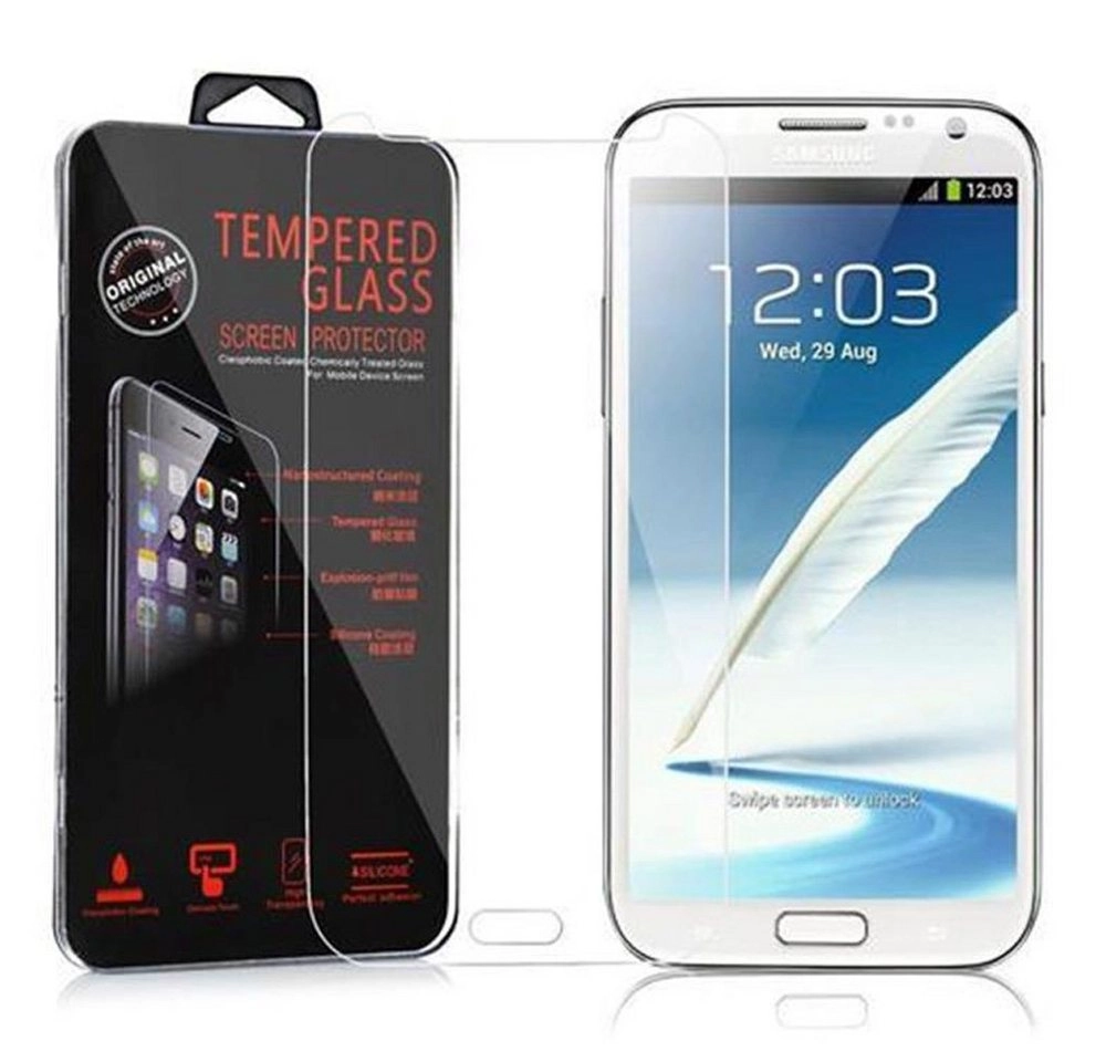 Cadorabo Panzer Folie für Samsung Galaxy NOTE 2 Schutzfolie in KRISTALL KLAR Gehärtetes (Tempered) Display-Schutzglas in 9H Härte mit 3D Touch Kompatibilität