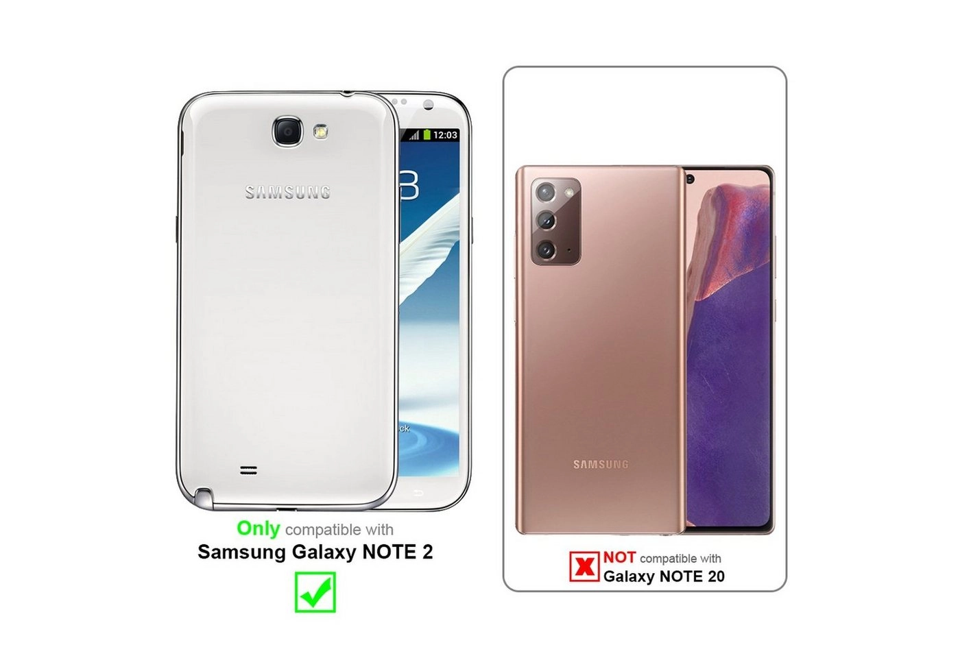 Cadorabo Panzer Folie für Samsung Galaxy NOTE 2 Schutzfolie in KRISTALL KLAR Gehärtetes (Tempered) Display-Schutzglas in 9H Härte mit 3D Touch Kompatibilität