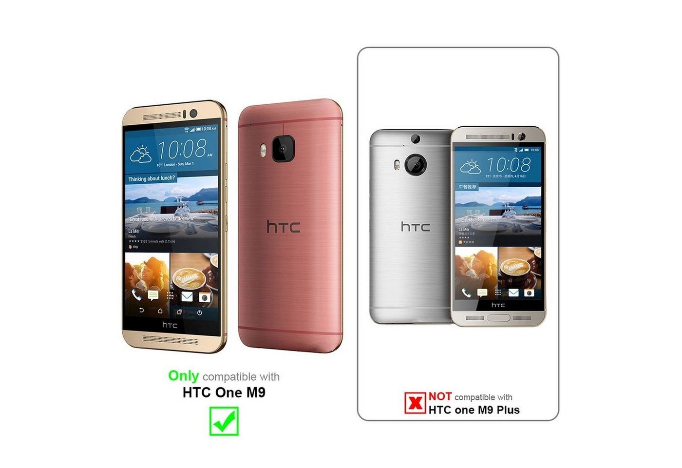 Cadorabo Panzer Folie für HTC ONE M9 (3.Gen.) Schutzfolie in KRISTALL KLAR Gehärtetes (Tempered) Display-Schutzglas in 9H Härte mit 3D Touch Kompatibilität
