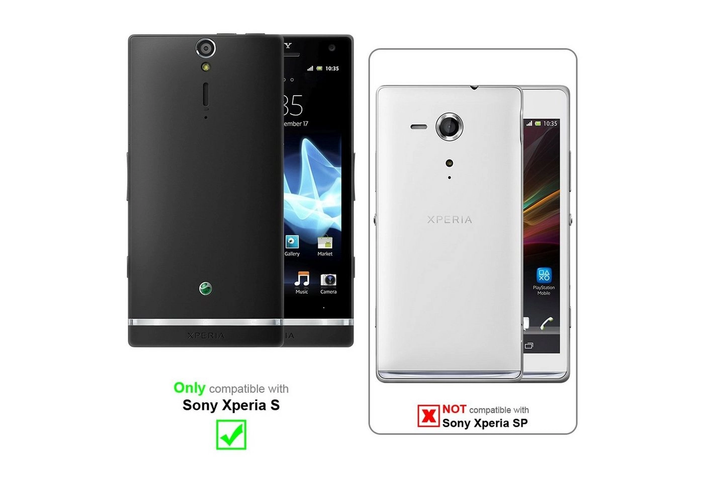 Cadorabo Panzer Folie für Sony Xperia S Schutzfolie in KRISTALL KLAR Gehärtetes (Tempered) Display-Schutzglas in 9H Härte mit 3D Touch Kompatibilität