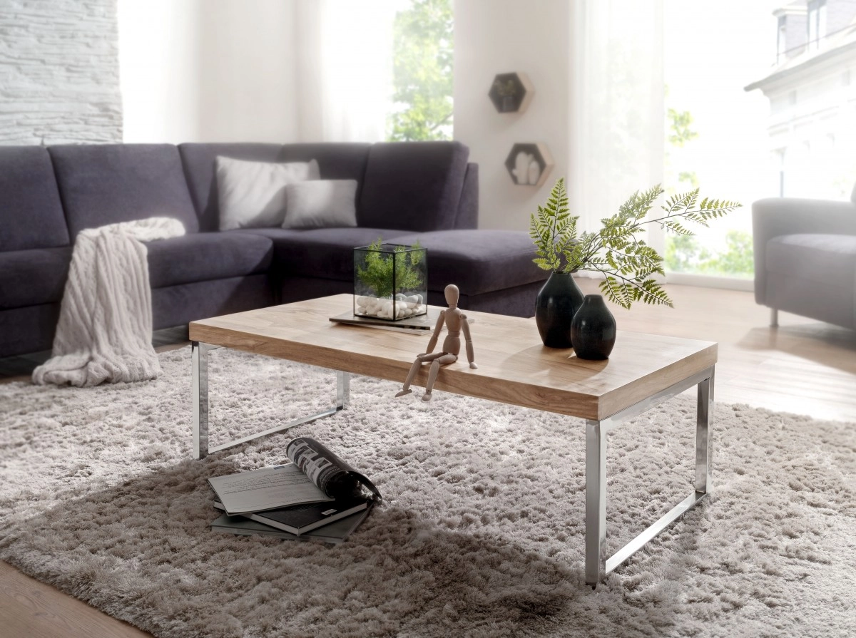 Wohnling Akazie Couchtisch Massiv 120 x 60 x 40 cm