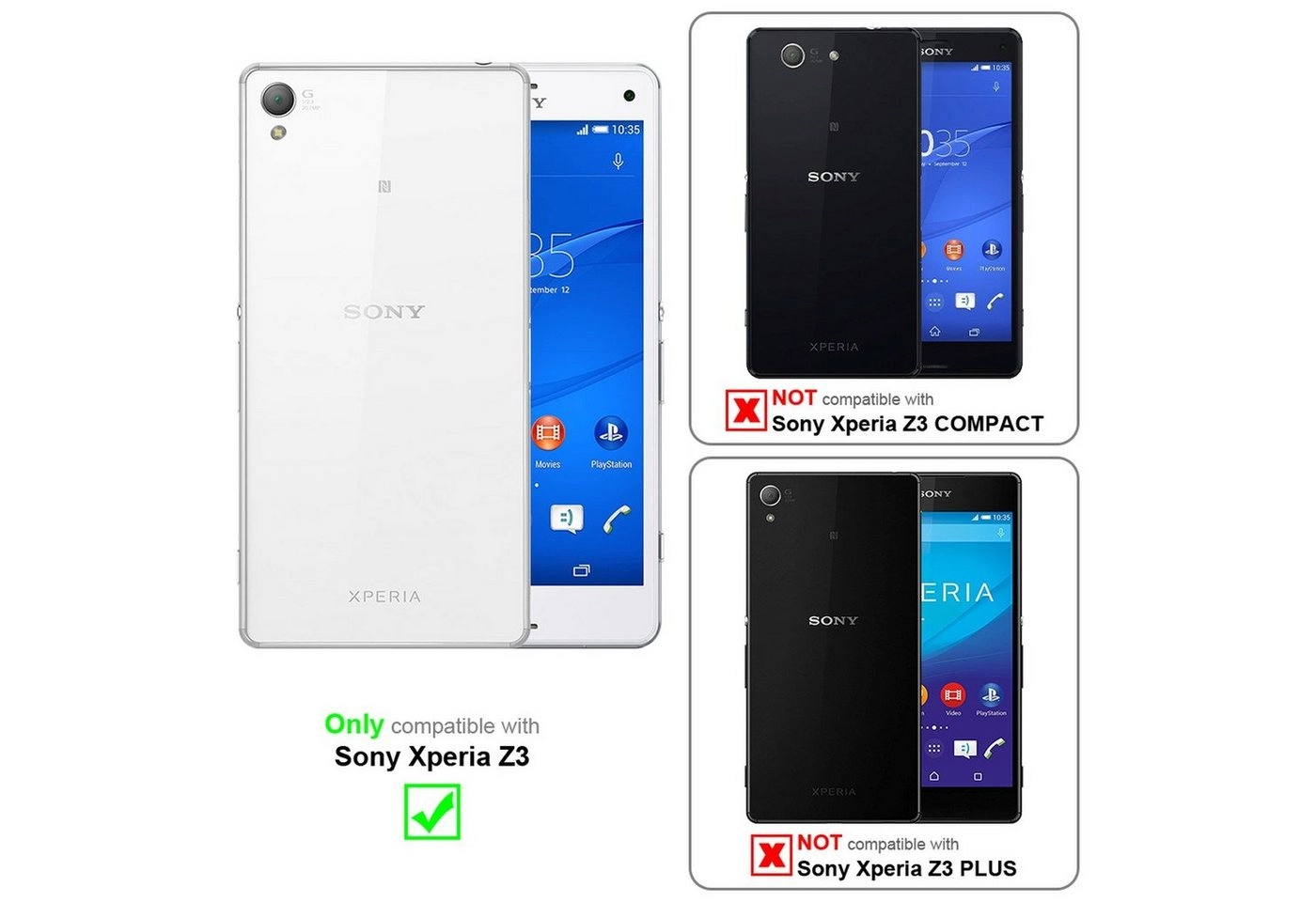Cadorabo Panzer Folie für Sony Xperia Z3 Schutzfolie in KRISTALL KLAR Gehärtetes (Tempered) Display-Schutzglas in 9H Härte mit 3D Touch Kompatibilität