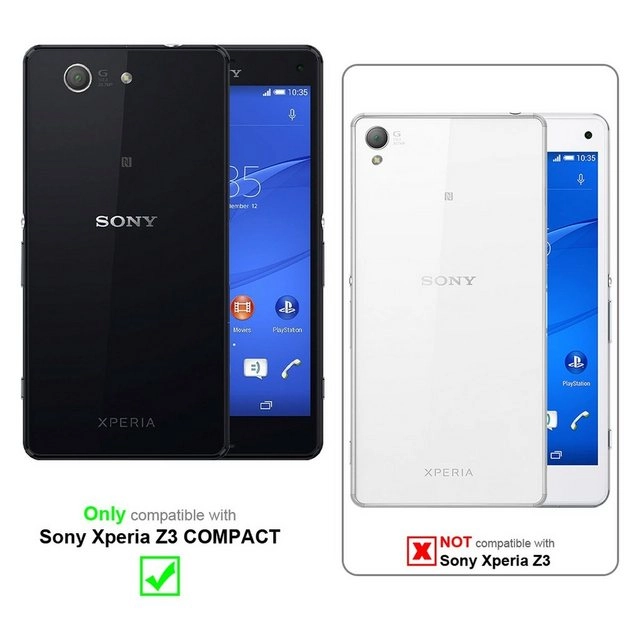 Cadorabo Hülle für Sony Xperia Z3 COMPACT - Hülle in MATT GRAU ? Handyhülle mit Standfunktion und Kartenfach im Retro Design - Case Cover Schutzhülle Etui Tasche Book Klapp Style
