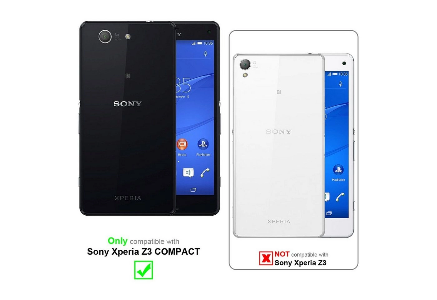 Cadorabo Hülle für Sony Xperia Z3 COMPACT - Hülle in MATT GRAU ? Handyhülle mit Standfunktion und Kartenfach im Retro Design - Case Cover Schutzhülle Etui Tasche Book Klapp Style