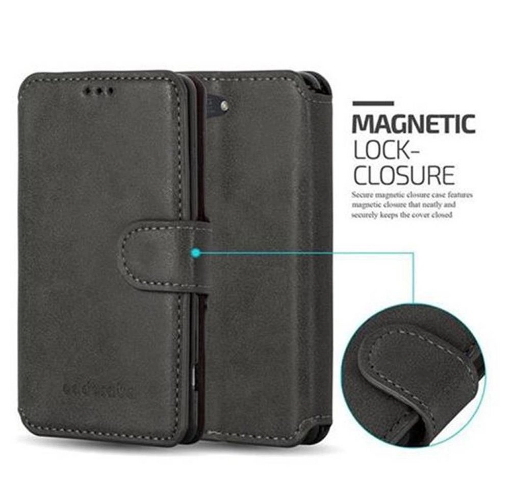 Cadorabo Hülle für Sony Xperia Z3 COMPACT - Hülle in MATT GRAU ? Handyhülle mit Standfunktion und Kartenfach im Retro Design - Case Cover Schutzhülle Etui Tasche Book Klapp Style