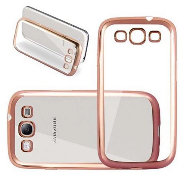 Cadorabo Hülle für Samsung Galaxy S3 / S3 NEO - Hülle in TRANSPARENT mit CHROM GOLD ? Handyhülle aus TPU Silikon im Chrom Design - Silikonhülle Schutzhülle Ultra Slim Soft Back Cover Case Bumper