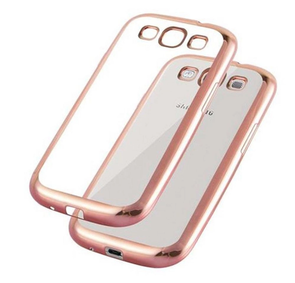 Cadorabo Hülle für Samsung Galaxy S3 / S3 NEO - Hülle in TRANSPARENT mit CHROM GOLD ? Handyhülle aus TPU Silikon im Chrom Design - Silikonhülle Schutzhülle Ultra Slim Soft Back Cover Case Bumper