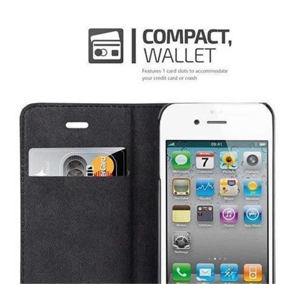 Cadorabo Hülle für Apple iPhone 4 / iPhone 4S in PETROL TÜRKIS Handyhülle mit Magnetverschluss, Standfunktion und Kartenfach Case Cover Schutzhülle Etui Tasche Book Klapp Style