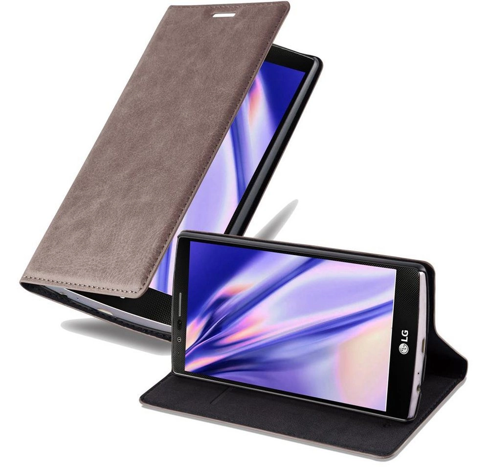 Cadorabo Hülle für LG G4 / G4 PLUS in KAFFEE BRAUN Handyhülle mit Magnetverschluss, Standfunktion und Kartenfach Case Cover Schutzhülle Etui Tasche Book Klapp Style