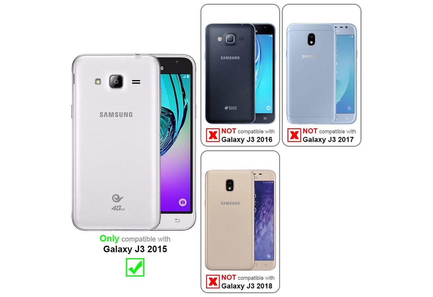Cadorabo Panzer Folie für Samsung Galaxy J3 Schutzfolie in KRISTALL KLAR Gehärtetes (Tempered) Display-Schutzglas in 9H Härte mit 3D Touch Kompatibilität