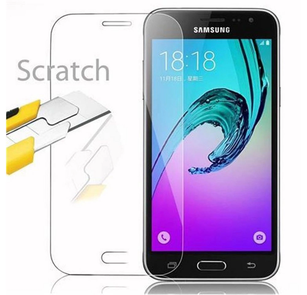 Cadorabo Panzer Folie für Samsung Galaxy J3 Schutzfolie in KRISTALL KLAR Gehärtetes (Tempered) Display-Schutzglas in 9H Härte mit 3D Touch Kompatibilität