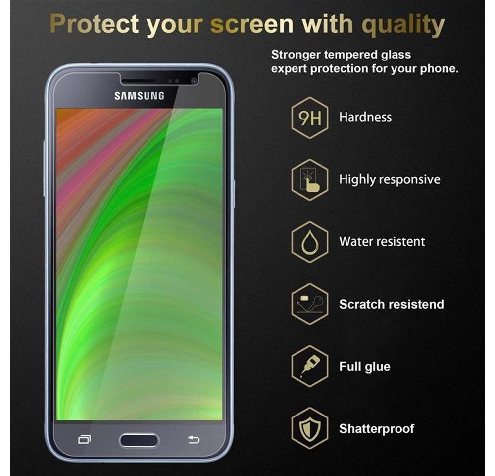 Cadorabo Panzer Folie für Samsung Galaxy J3 Schutzfolie in KRISTALL KLAR Gehärtetes (Tempered) Display-Schutzglas in 9H Härte mit 3D Touch Kompatibilität