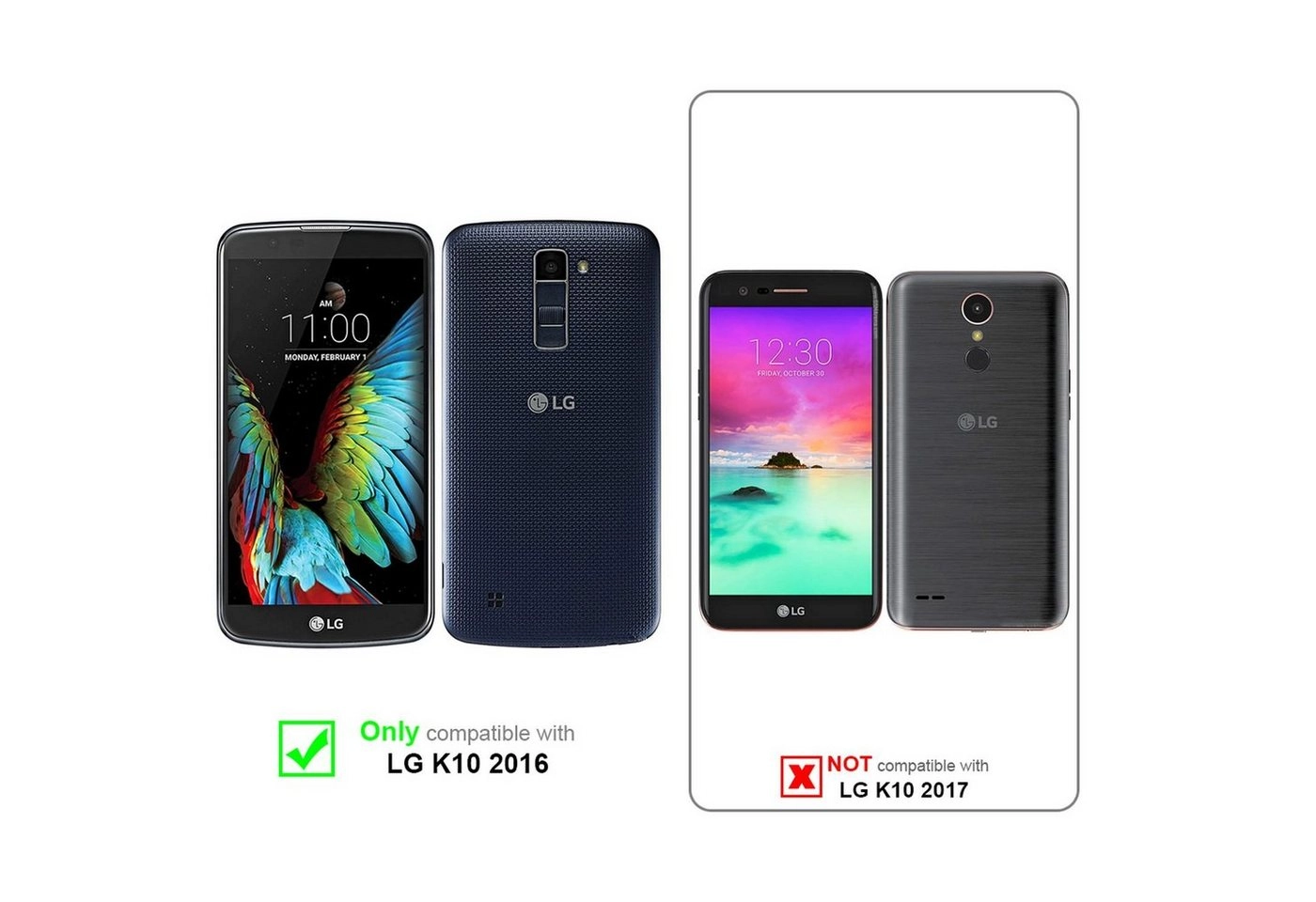 Cadorabo Panzer Folie für LG K10 2016 Schutzfolie in KRISTALL KLAR Gehärtetes (Tempered) Display-Schutzglas in 9H Härte mit 3D Touch Kompatibilität