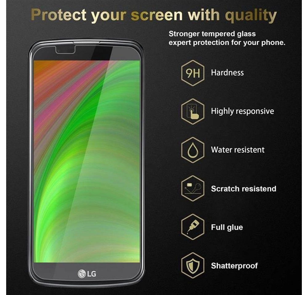 Cadorabo Panzer Folie für LG K10 2016 Schutzfolie in KRISTALL KLAR Gehärtetes (Tempered) Display-Schutzglas in 9H Härte mit 3D Touch Kompatibilität
