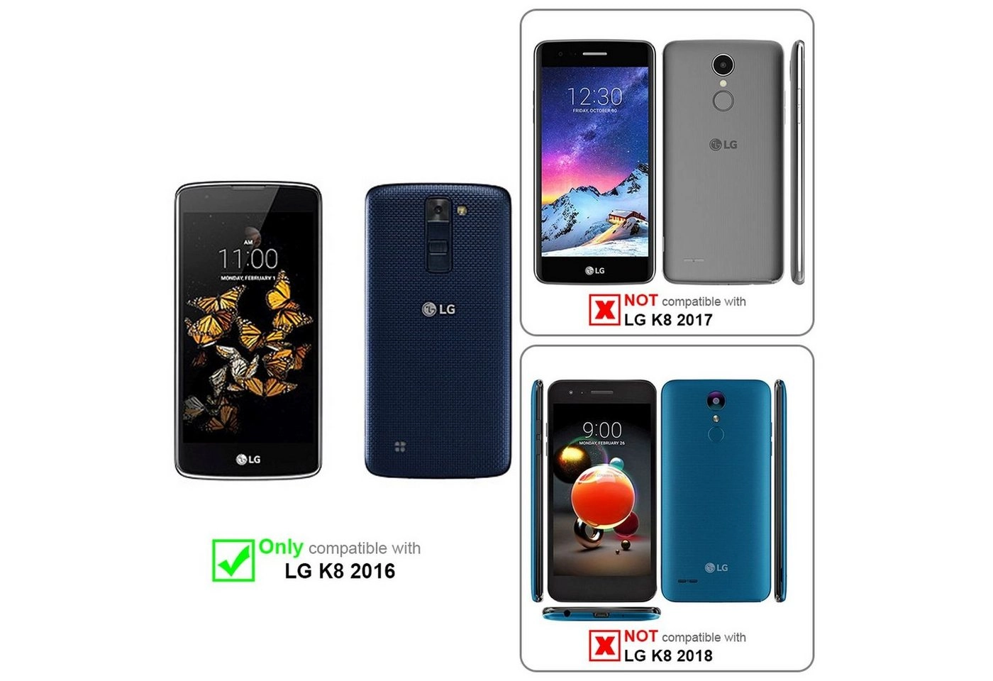 Cadorabo Panzer Folie für LG K8 2016 Schutzfolie in KRISTALL KLAR Gehärtetes (Tempered) Display-Schutzglas in 9H Härte mit 3D Touch Kompatibilität