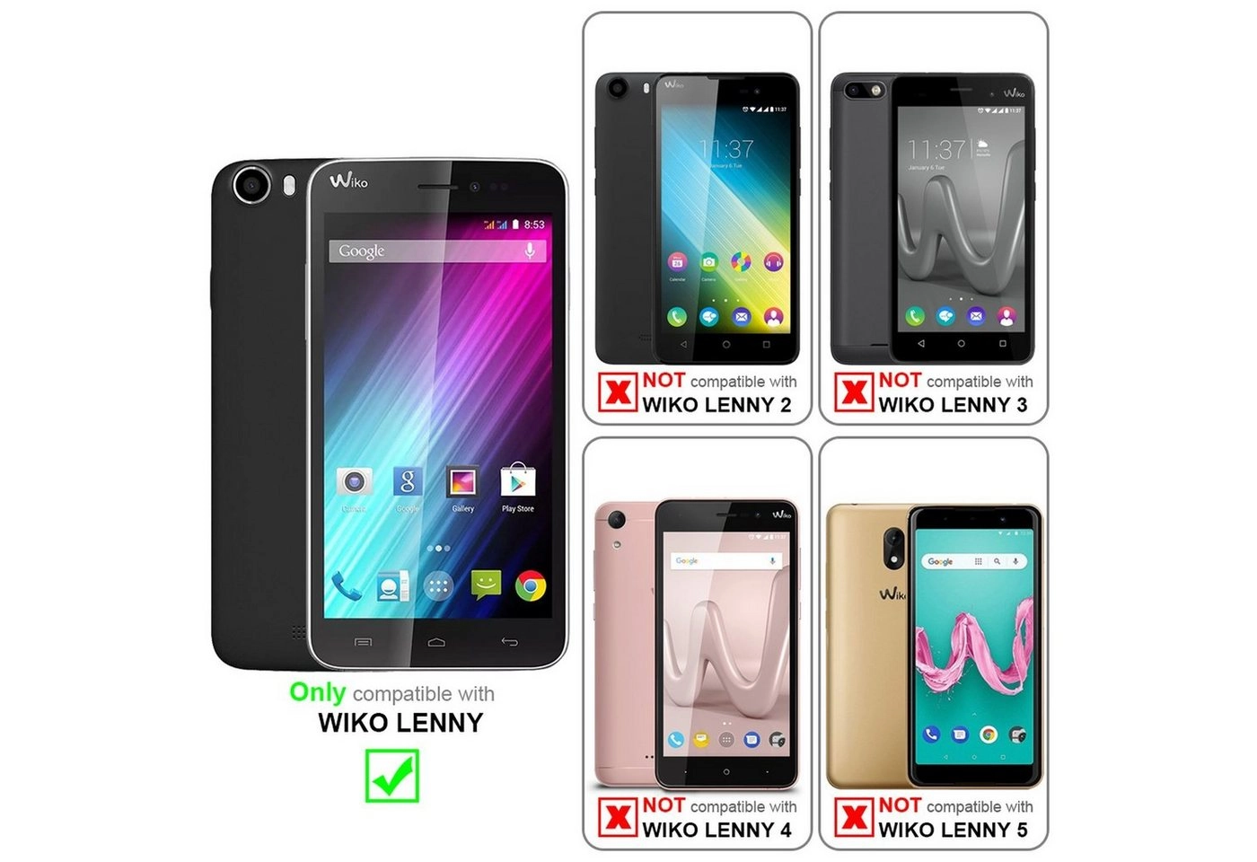 Cadorabo Panzer Folie für WIKO LENNY Schutzfolie in KRISTALL KLAR Gehärtetes (Tempered) Display-Schutzglas in 9H Härte mit 3D Touch Kompatibilität