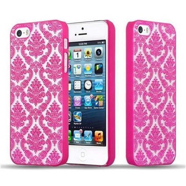 Apple iPhone 5 / iPhone 5S / iPhone SE Hardcase Hülle in PINK von Cadorabo - Blumen Paisley Henna Design Schutzhülle ? Handyhülle Bumper Back Case Cover