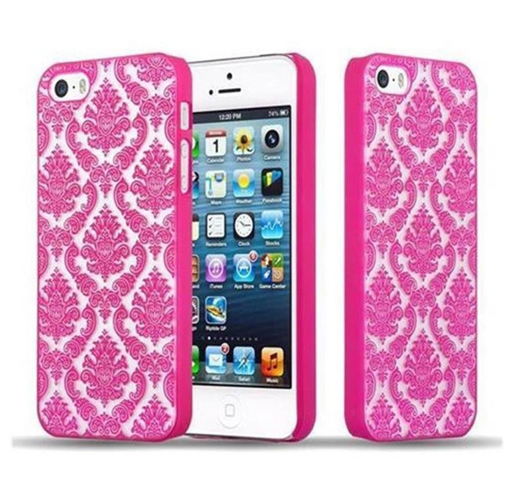 Apple iPhone 5 / iPhone 5S / iPhone SE Hardcase Hülle in PINK von Cadorabo - Blumen Paisley Henna Design Schutzhülle ? Handyhülle Bumper Back Case Cover