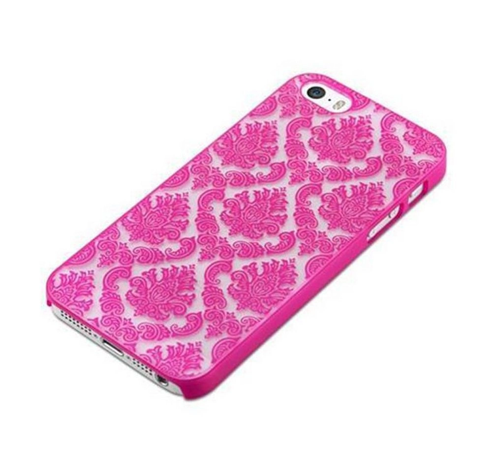 Apple iPhone 5 / iPhone 5S / iPhone SE Hardcase Hülle in PINK von Cadorabo - Blumen Paisley Henna Design Schutzhülle ? Handyhülle Bumper Back Case Cover