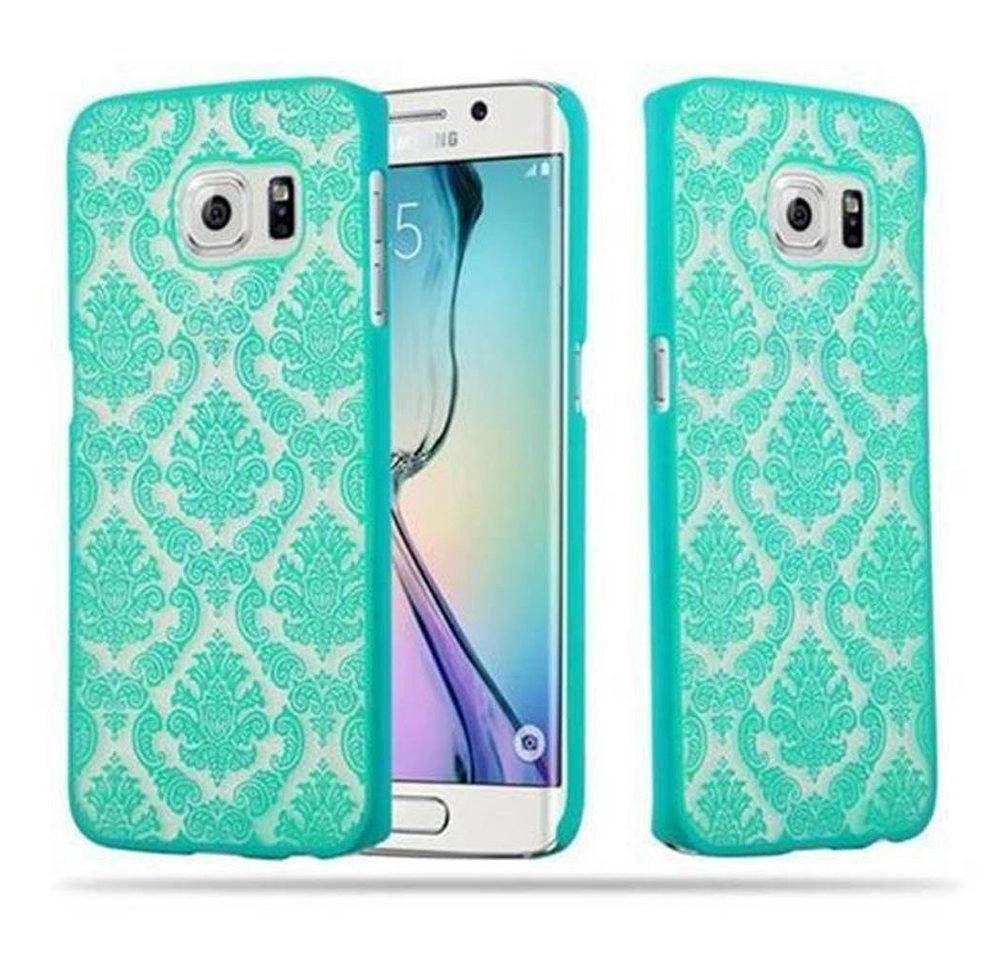 Samsung Galaxy S6 EDGE Hardcase Hülle in GRÜN von Cadorabo - Blumen Paisley Henna Design Schutzhülle ? Handyhülle Bumper Back Case Cover