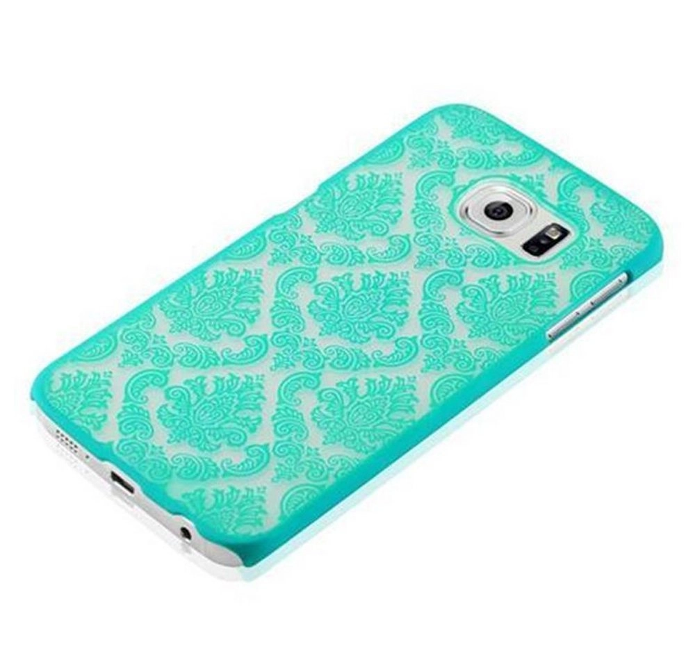 Samsung Galaxy S6 EDGE Hardcase Hülle in GRÜN von Cadorabo - Blumen Paisley Henna Design Schutzhülle ? Handyhülle Bumper Back Case Cover