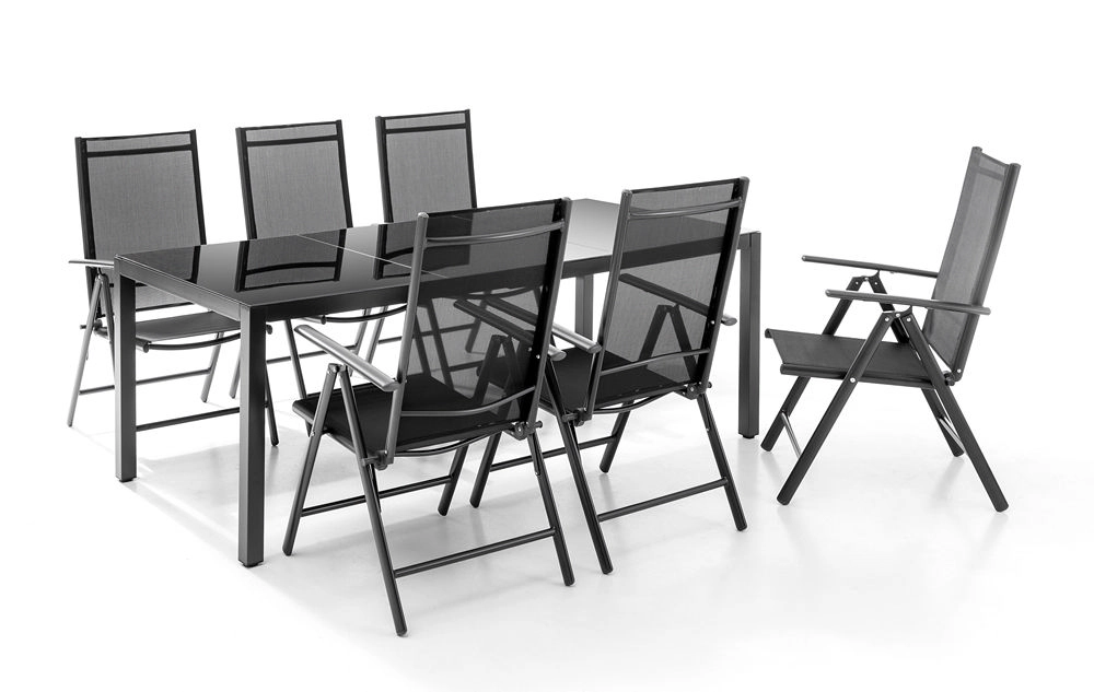 CHILLROI Aluminium-Sitzgruppe 7tlg. klappbar - Anthrazit