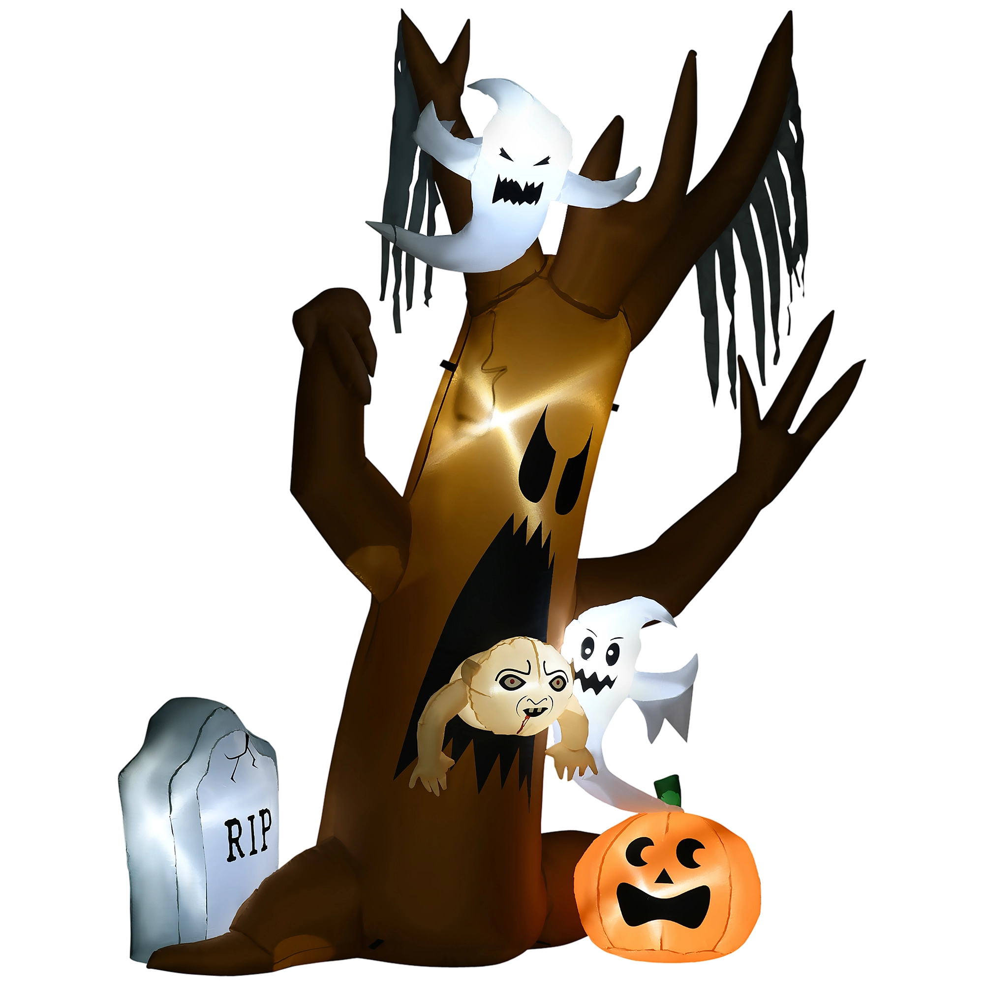 HOMCOM HOMCOM 240 cm Aufblasbarer Geisterbaum Halloween-Dekoration mit LED Beleuchtung