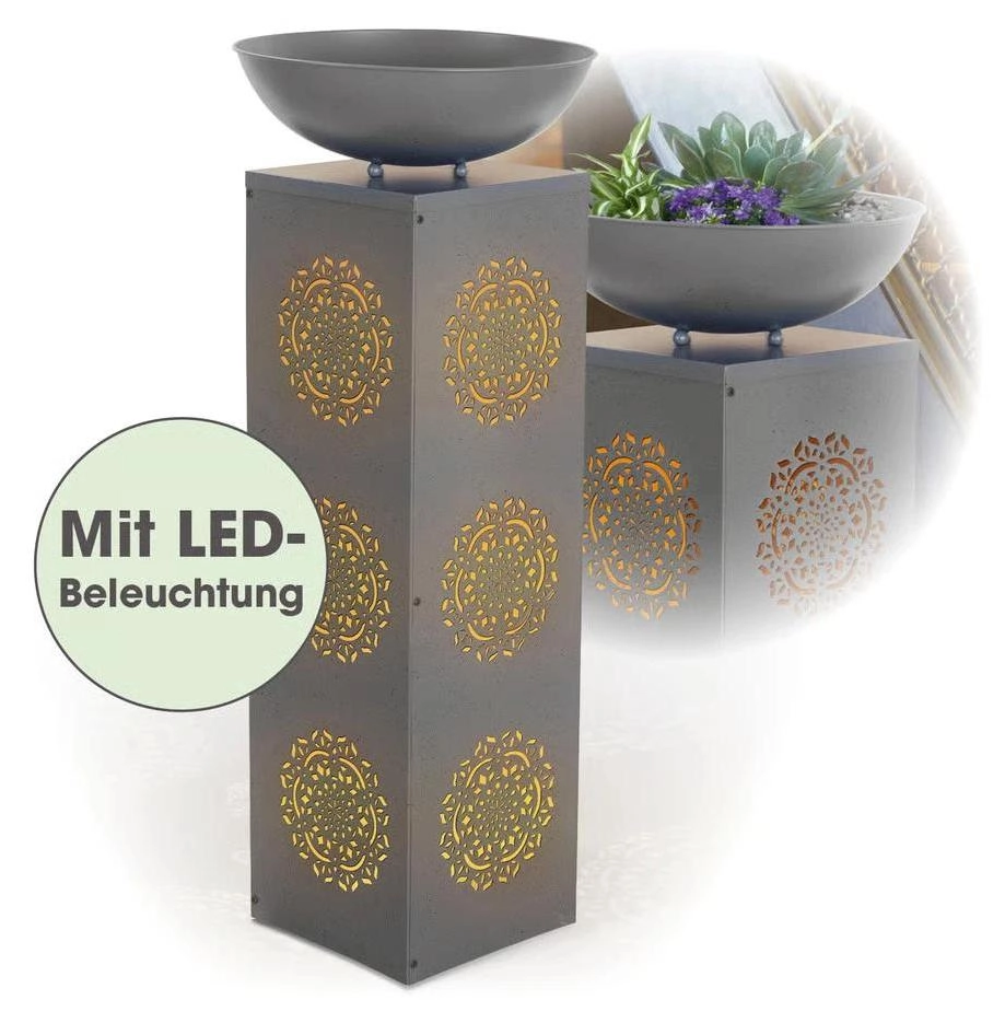EASYMAXX LED-Dekosäule „Mandala“ mit Pflanzschale