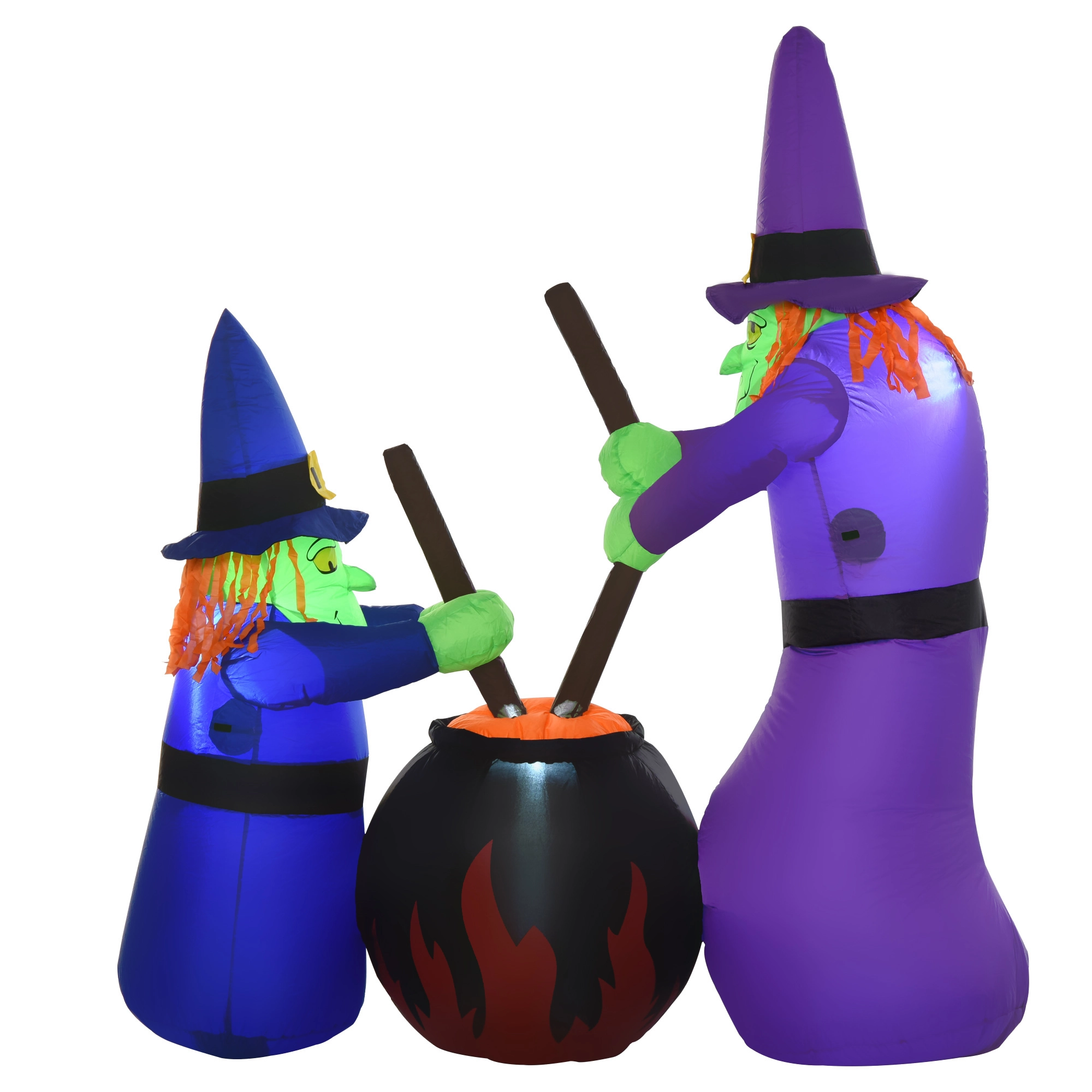 HOMCOM Halloween Deko Aufblasbare Hexen Hexenkessel Figur Luftfigur mit LED 1,8m