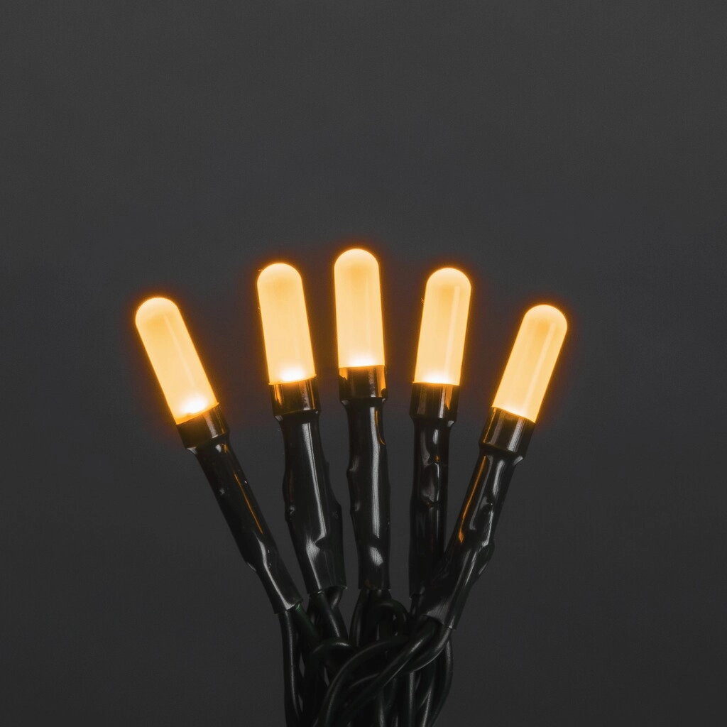 KONSTSMIDE Micro LED Lichterkette, slim frosted, 50 bernsteinfarbene Dioden, 30V, Innen, 3W, grünes Kabel