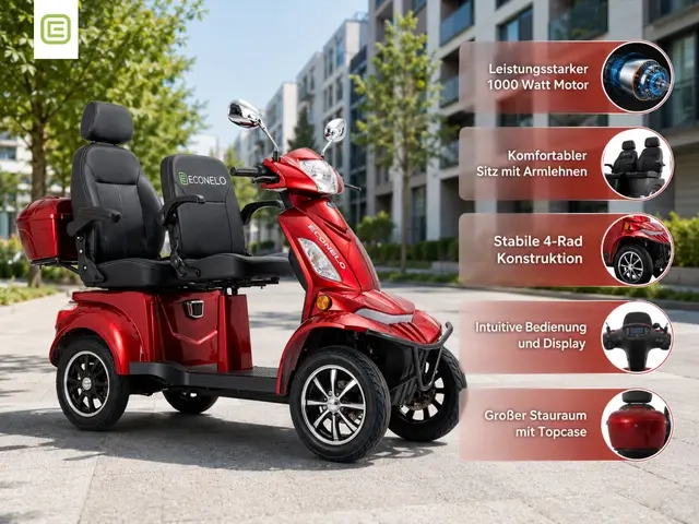 Econelo E-Seniorenmobil Vista Quarter-1L, Lithium-Akku, 4-Rad, 1000W, Komfort Sitz, Grau
