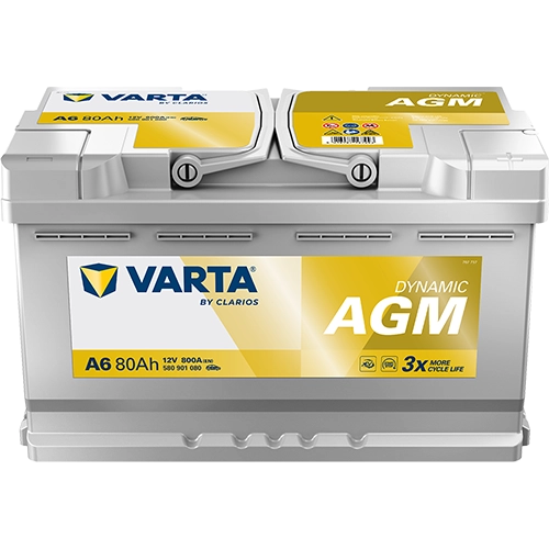 BVD VARTA Dynamic AGM A6 Batterie 580901080K262, A7, 12 V, 80 Ah, 800 A
