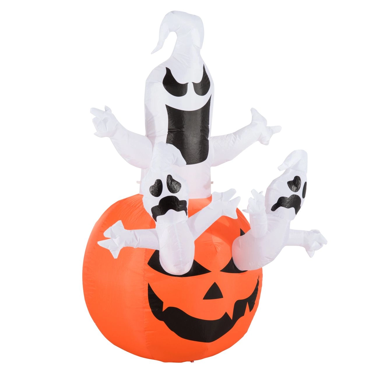 HOMCOM Aufblasbarer Kürbis Geist Halloween Deko mit LED Beleuchtung