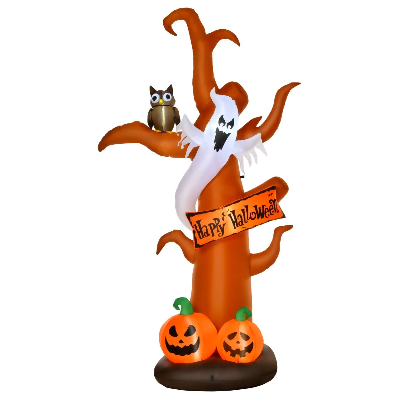 HOMCOM Aufblasbarer Halloween Figur mit LED Beleuchtung Braun 156 x 107 x 274 cm