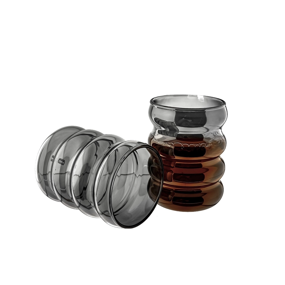 Mulex Schwarze Wave-Design Trinkgläser im 2er Set – 300 ml