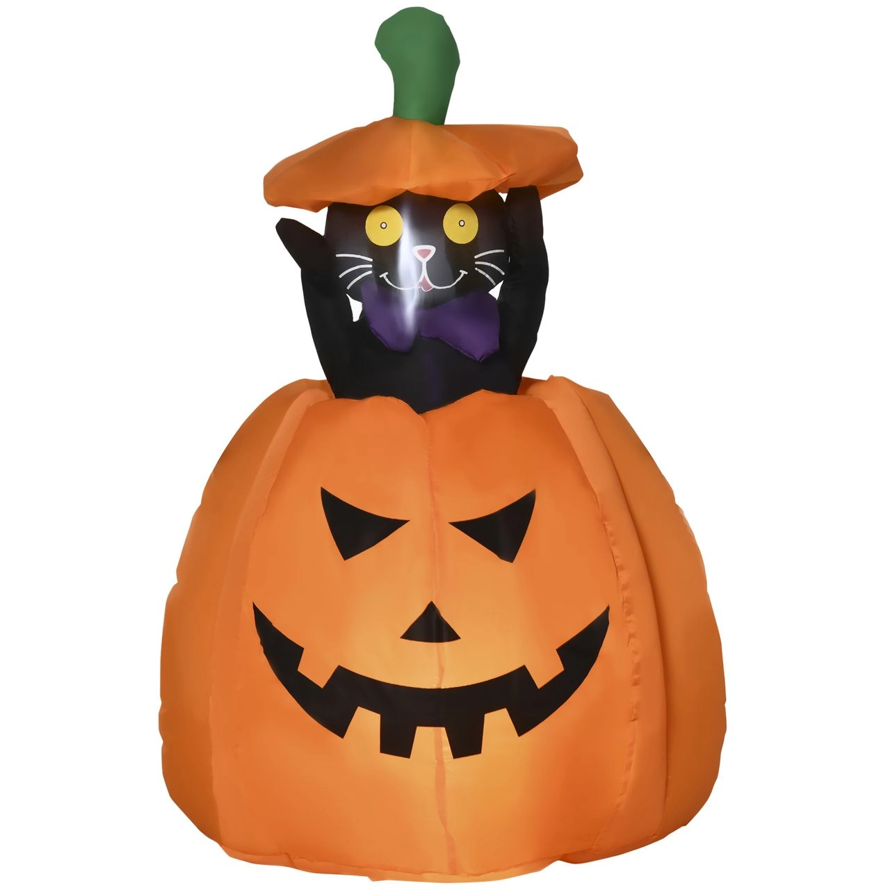 Outsunny Aufblasbar Kürbisgeist mit beweglicher Katze Halloweendekorationen mit LED Lichter