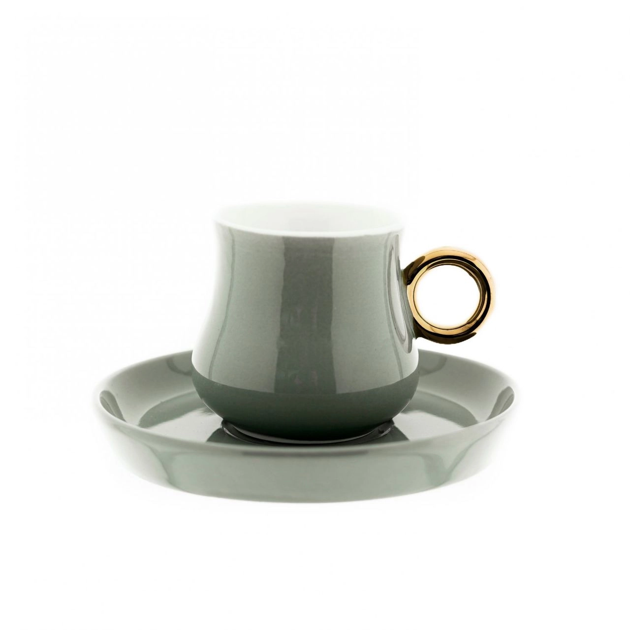 Mulex 12 Teiliger Set Mokkatassen mit Untertasse aus Porzellan Mokkaservice 100 ml