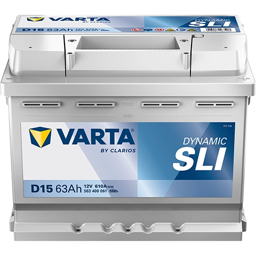 BVD VARTA Dynamic SLI D15 Batterie 563400061K262, D15, 12 V, 63 Ah, 610 A