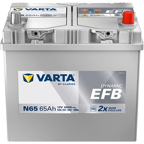 BVD VARTA Dynamic EFB N65 Batterie 565501065K262, N65, 12 V, 65 Ah, 650 A