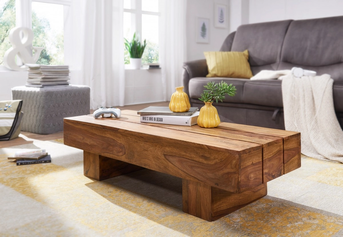Wohnling Sheesham Couchtisch Massiv 120 x 45 x 30 cm Massivholz