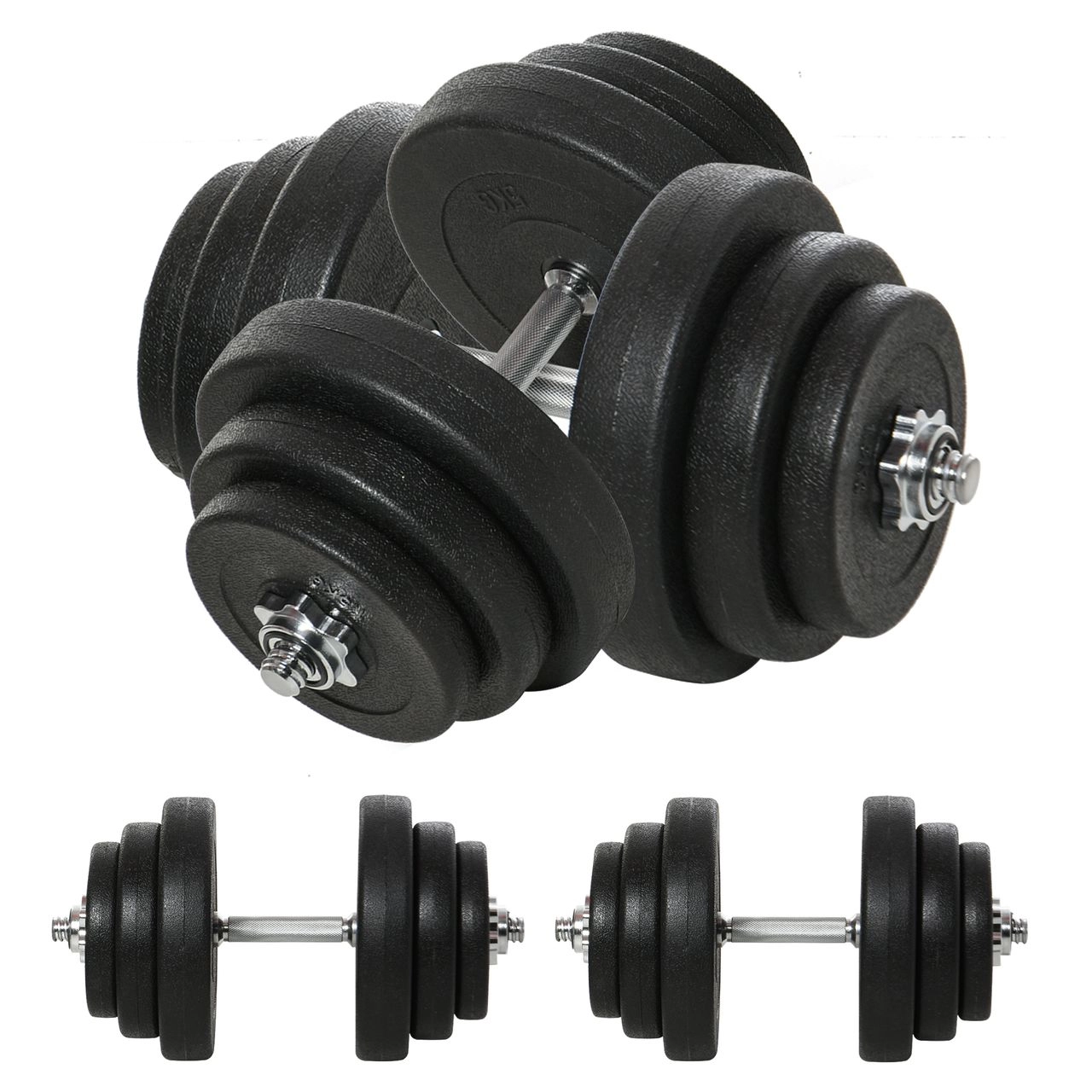 HOMCOM HOMCOM Kurzhantel-Set 40 kg, Hantelset aus Stahl 2er Set Kurzhanteln, Schwarz
